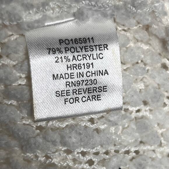 Absolutely Famous Size Medium White Popcorn Chenille Tunic Sweater Lace Hem - Picture 7 of 8